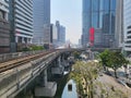 Sky train tracks and buildings in the area of Ã¢â¬â¹Ã¢â¬â¹Chong Nonsi Station, BTS SkyTrain, Bangkok, Thailand, Feb 1, 2022 Royalty Free Stock Photo